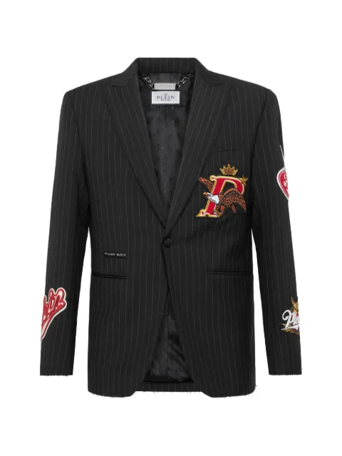 Philipp Plein straight regular-fit blazer beers patches
