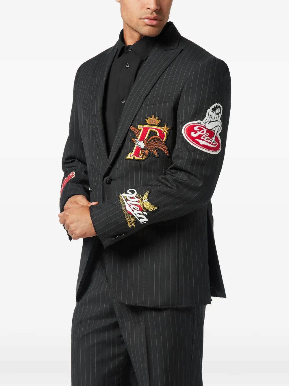 Philipp Plein Blazer met adelaarspatch Grijs