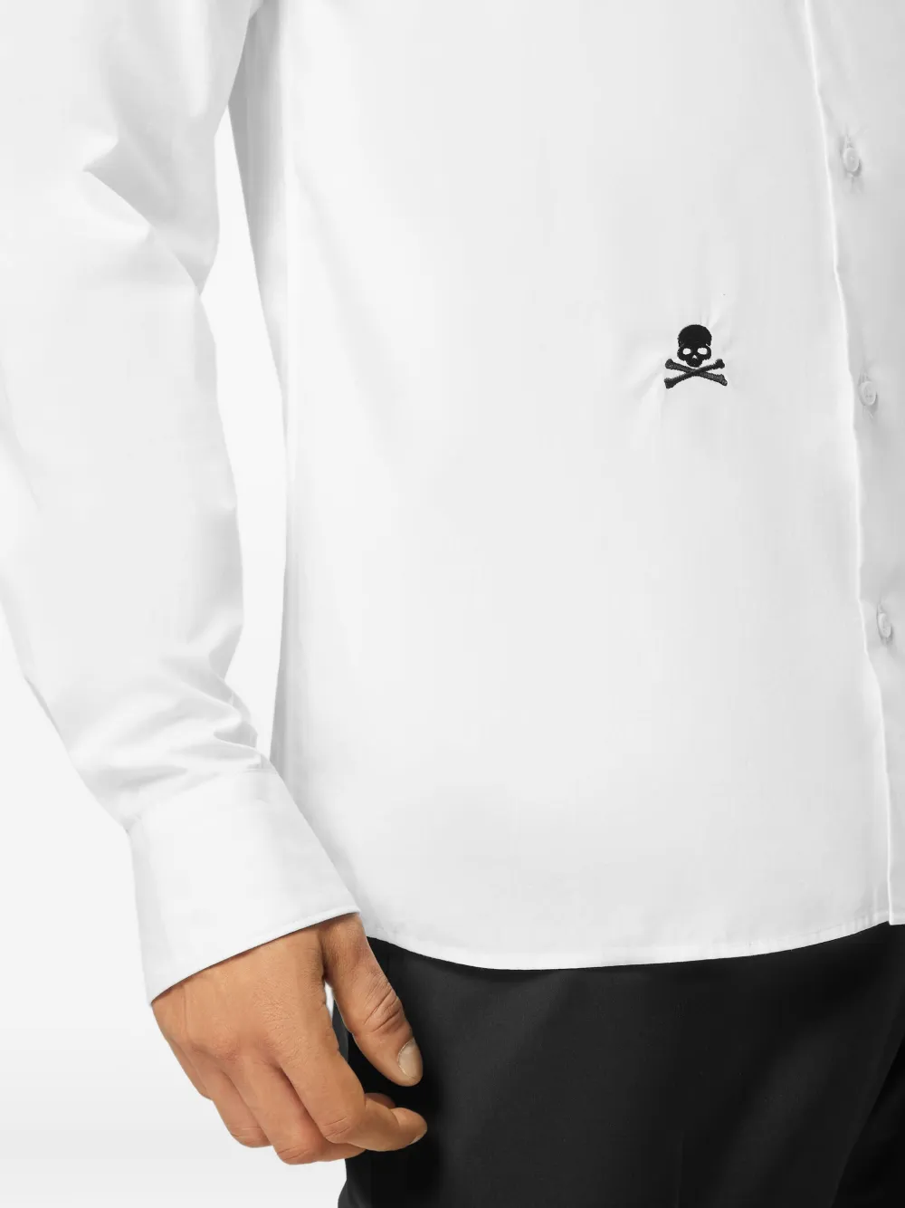 Philipp Plein Overhemd verfraaid met doodskop Wit