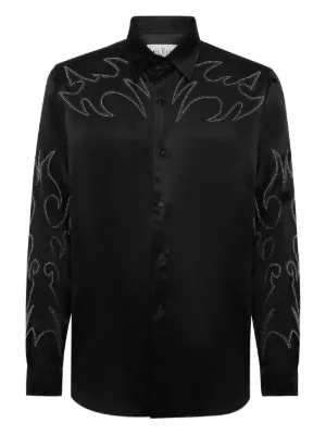 Dolce & Gabbana lace-embellished Sheer Organza Shirt | Black