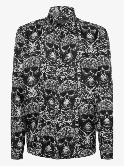 Philipp Plein printed silk shirt all over Skull