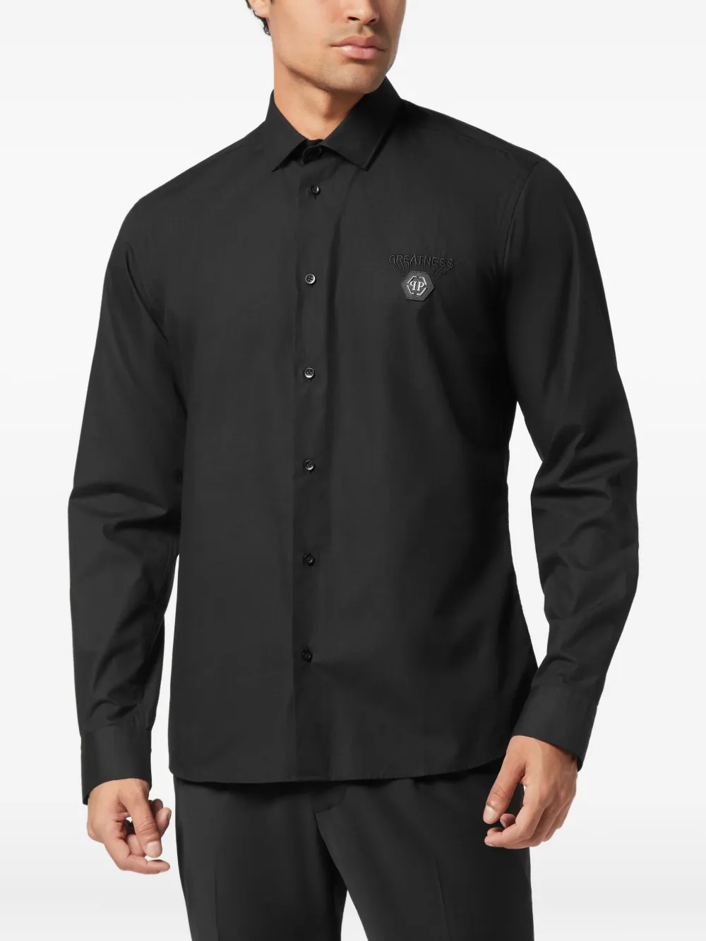 Philipp Plein Overhemd met geborduurd logoplakkaat Zwart