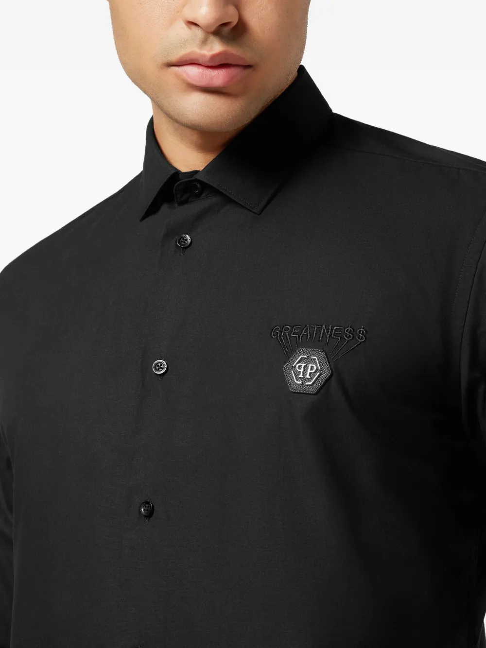 Philipp Plein Overhemd met geborduurd logoplakkaat Zwart