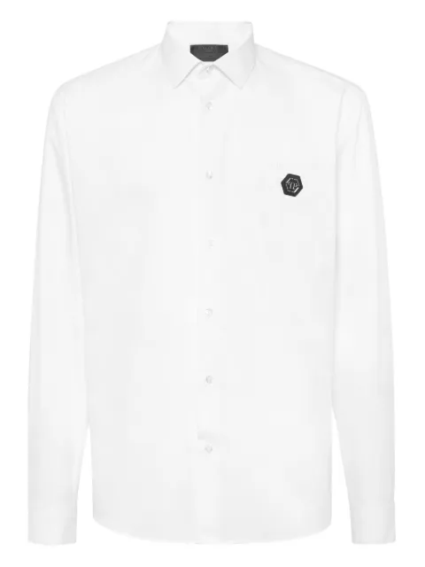 Philipp Plein Sugar Daddy Cut Greatness logo-plaque shirt