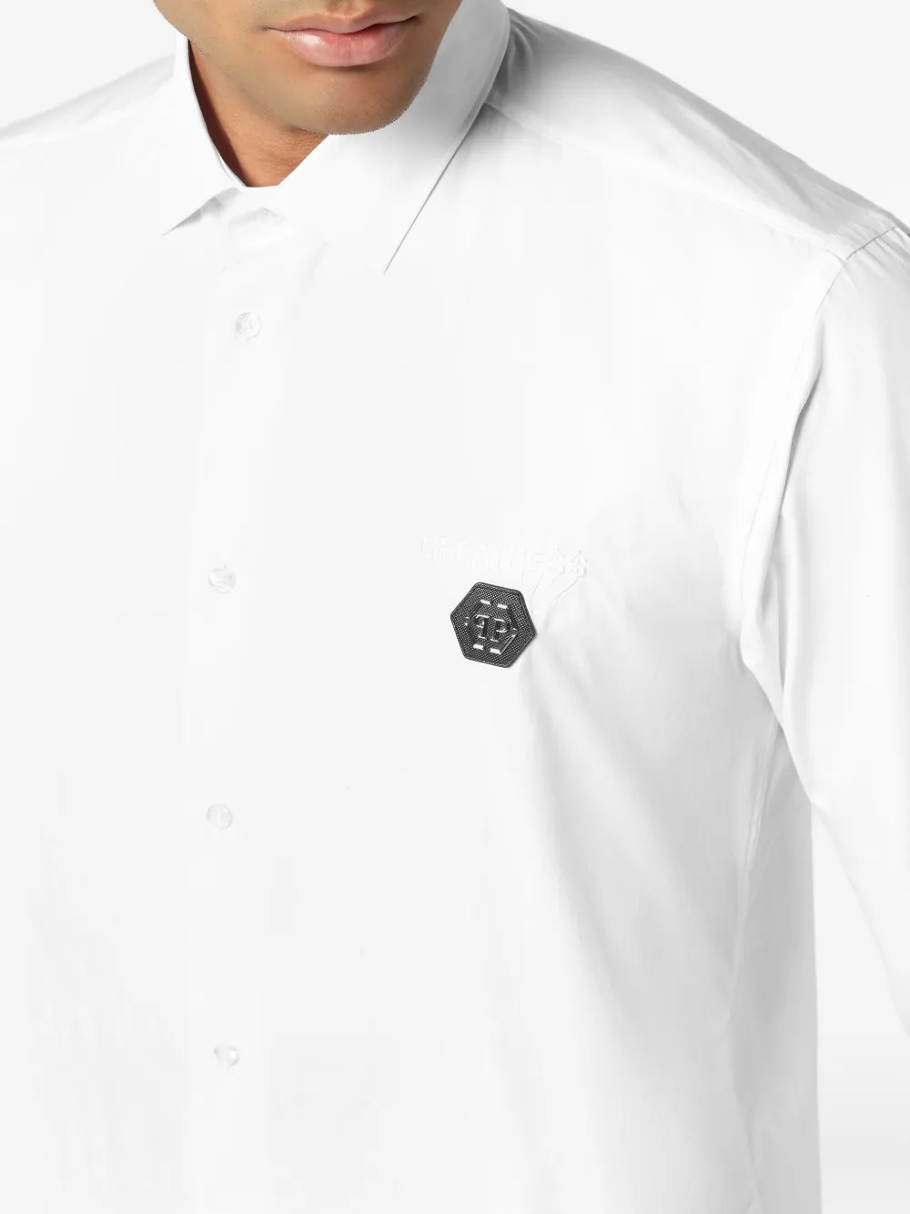 Philipp Plein Sugar Daddy Cut Greatness overhemd met logoplakkaat Wit