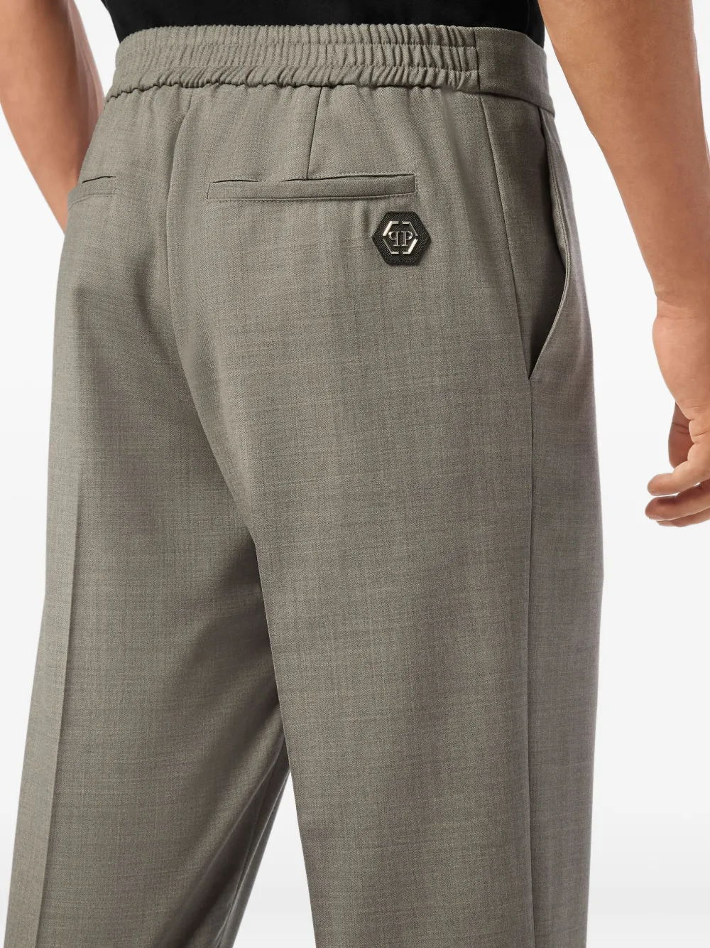 Philipp Plein Broek met elastische tailleband en omgeslagen pijpen Grijs