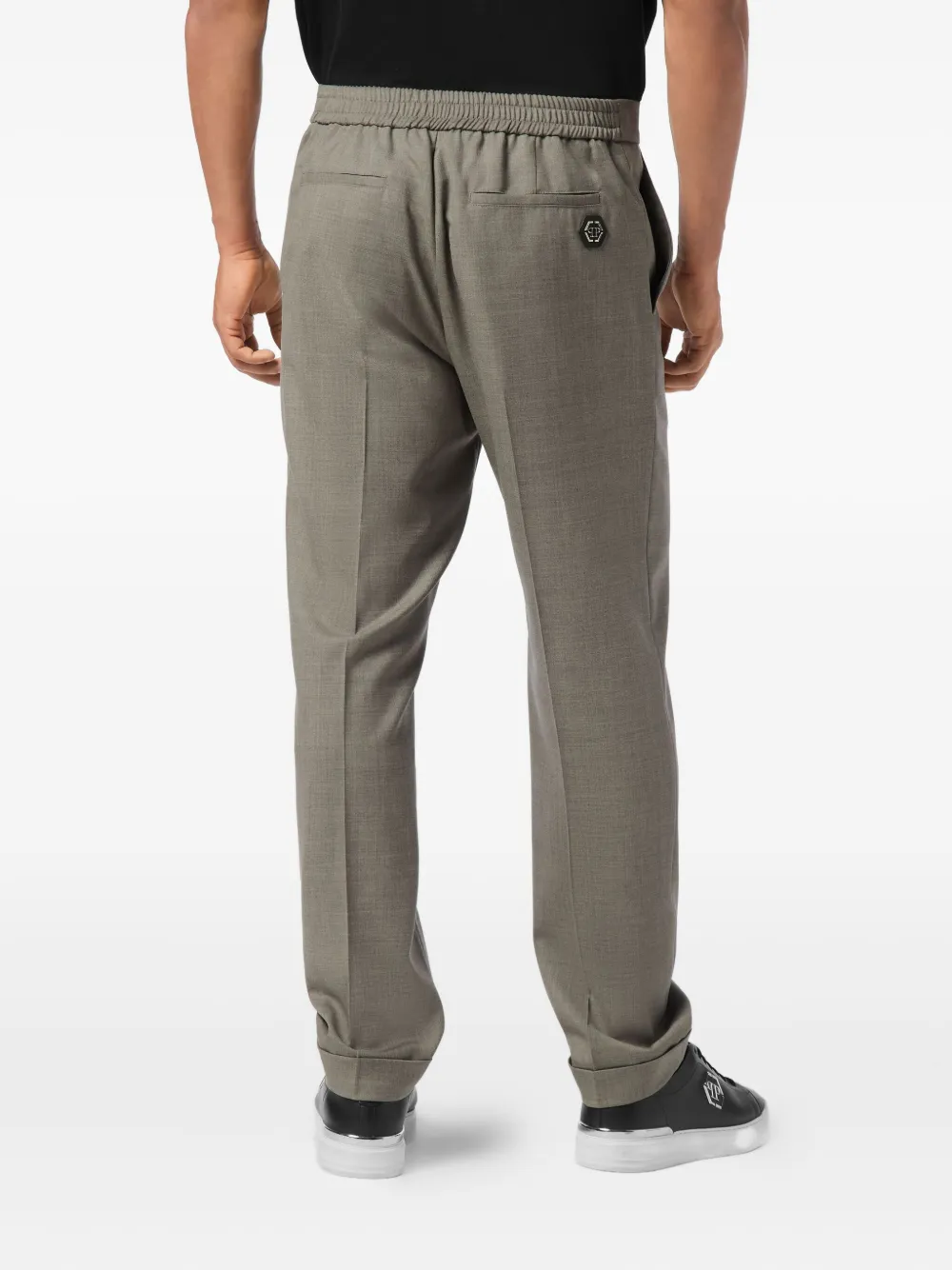 Philipp Plein Broek met elastische tailleband en omgeslagen pijpen Grijs