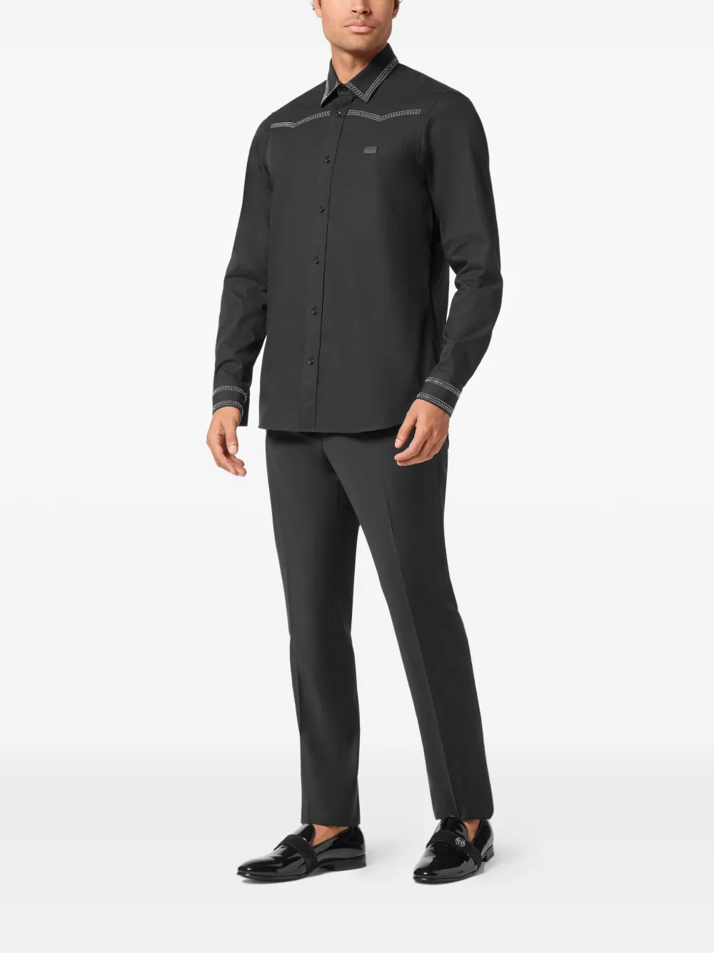 Philipp Plein Overhemd met studs - Zwart