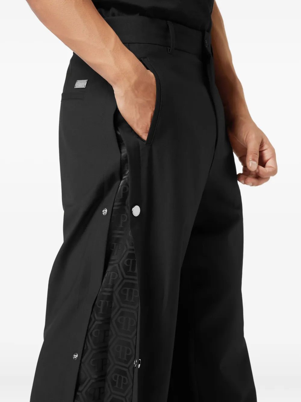 Philipp Plein Straight broek met monogram-print Zwart