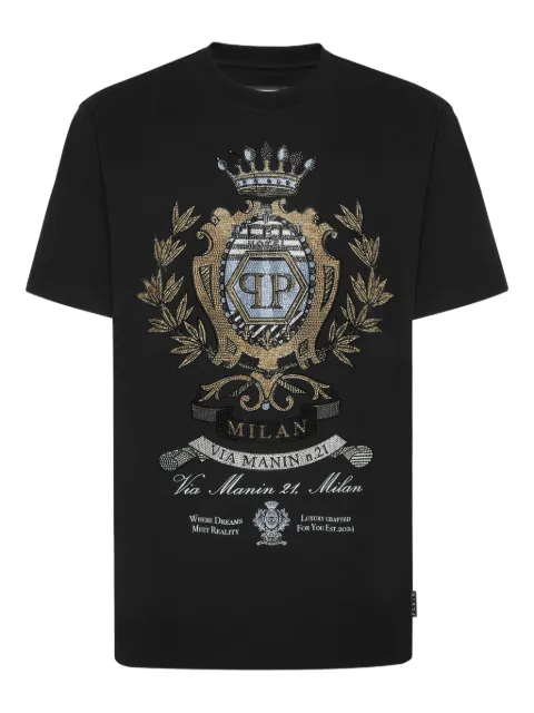 Philipp Plein Stones crest-embellished T-shirt