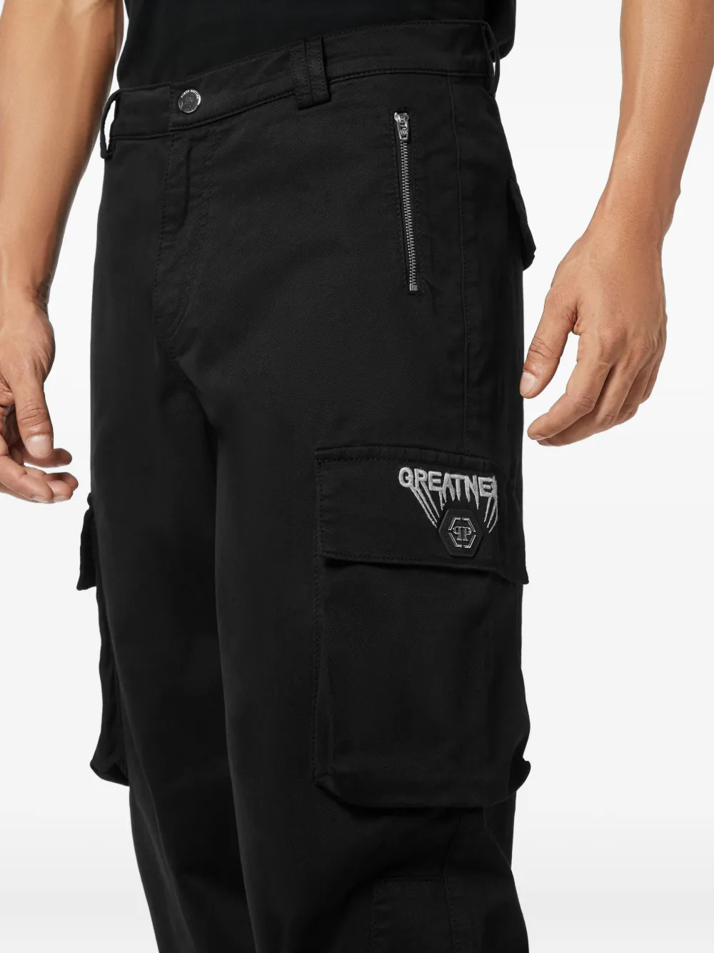 Philipp Plein Greatness cargo broek met borduurwerk Zwart
