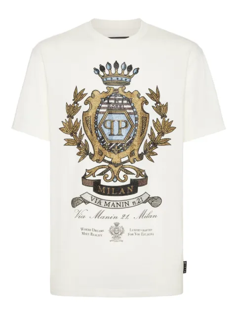 Philipp Plein Stones crest-embellished T-shirt
