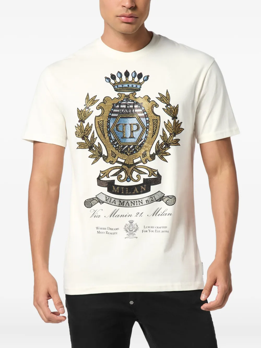 Philipp Plein T-shirt verfraaid met stras Wit