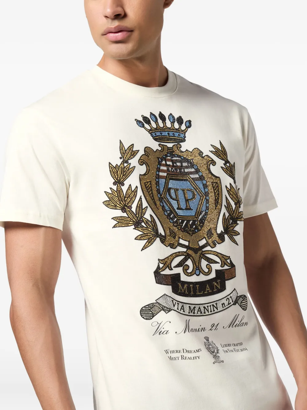 Philipp Plein T-shirt verfraaid met stras Wit