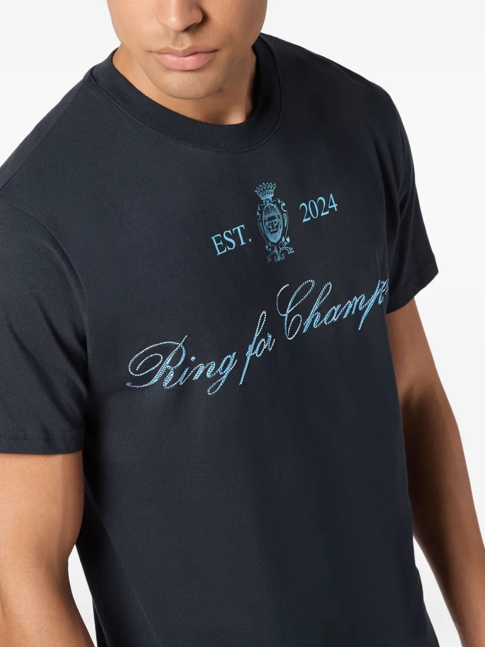 Philipp Plein T-shirt met geborduurd wapenschild Blauw