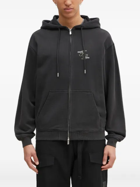 Filling Pieces logo-print zip-fastening hoodie
