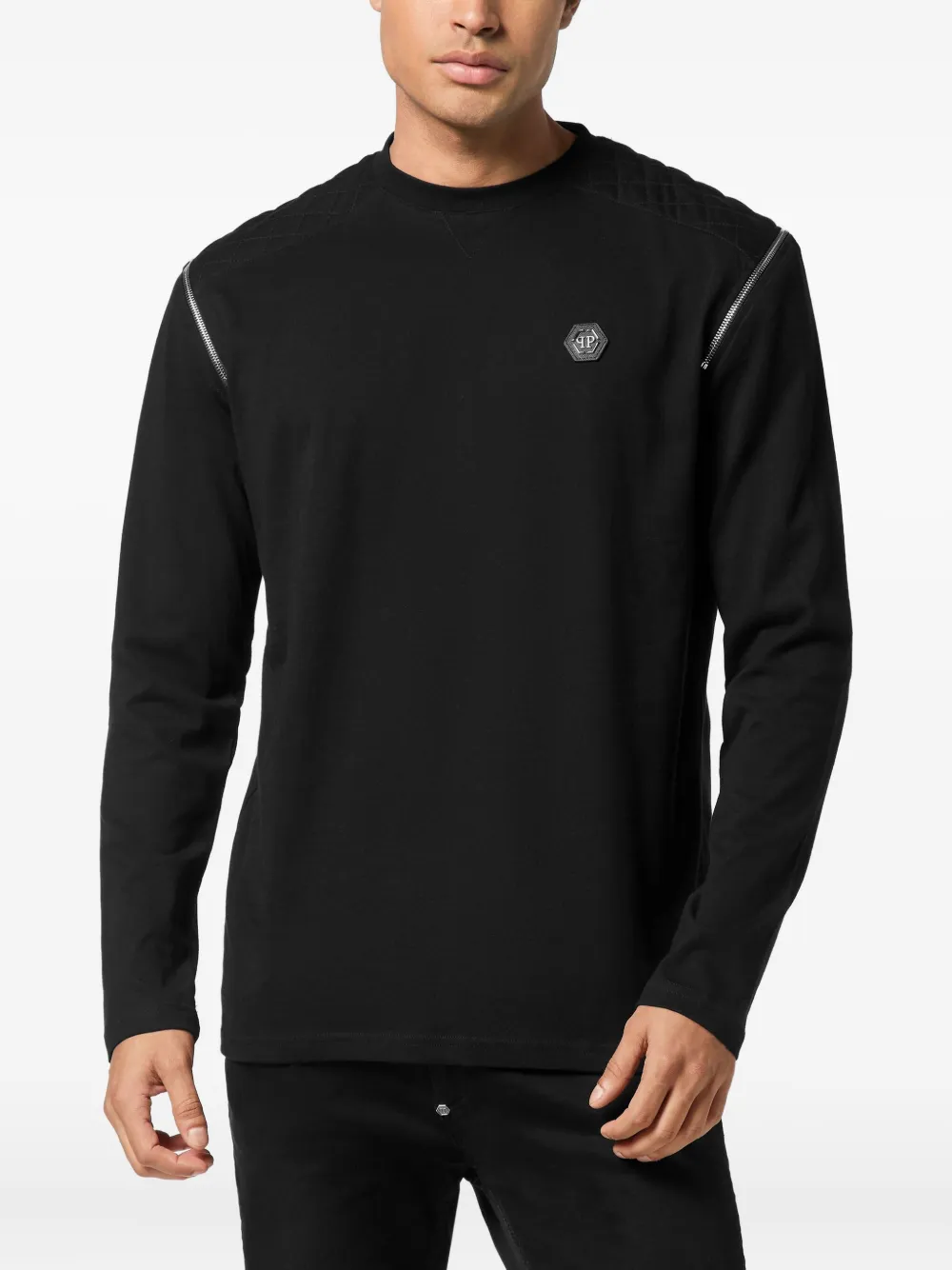 Philipp Plein T-shirt met rits Zwart