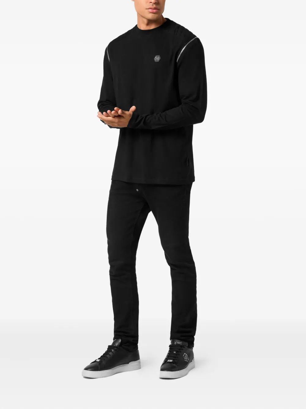 Philipp Plein T-shirt met rits - Zwart