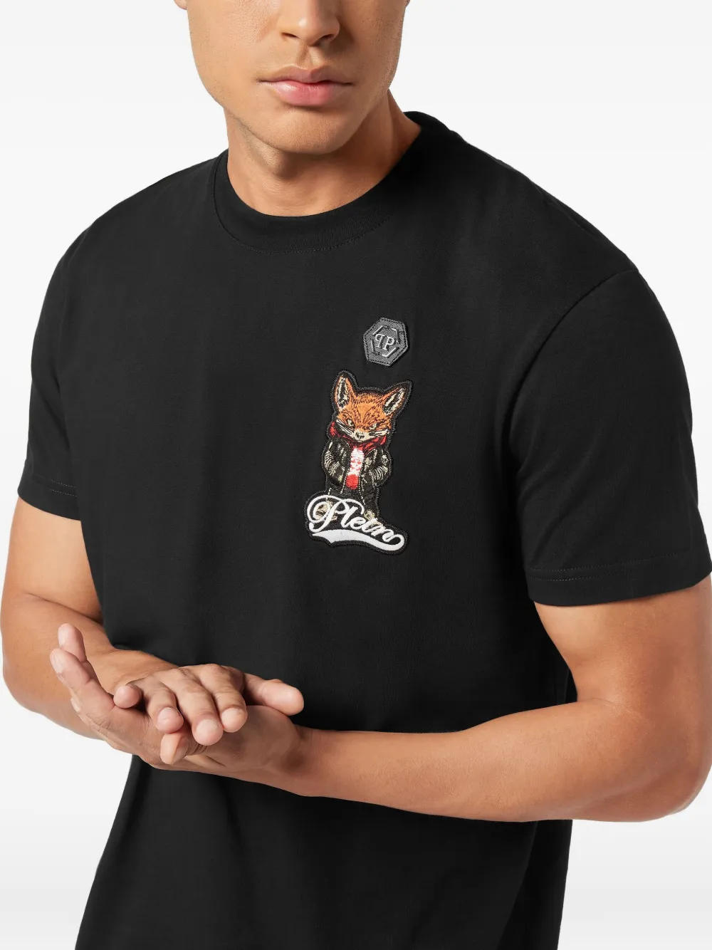 Philipp Plein T-shirt met patch Zwart