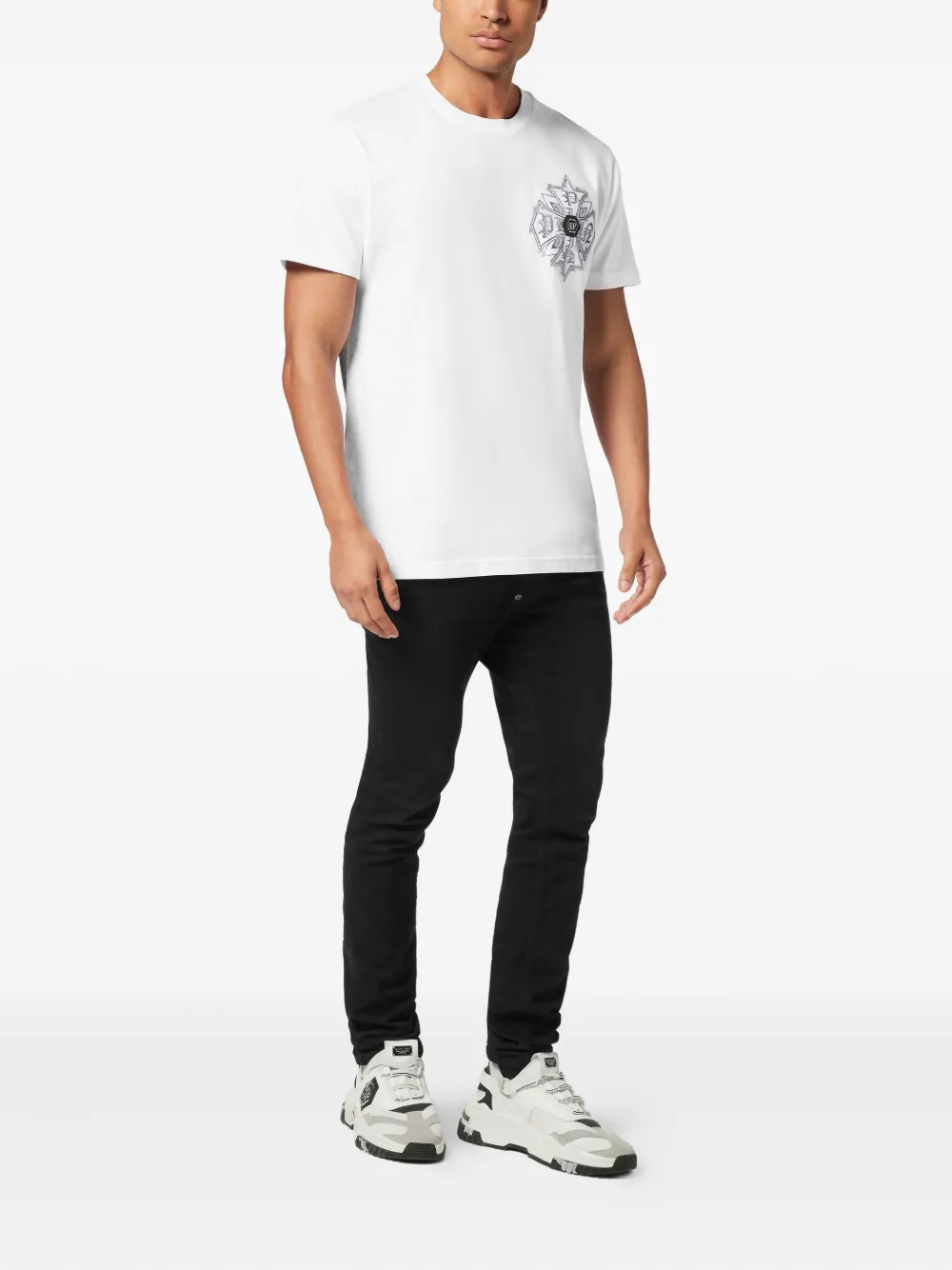 Philipp Plein T-shirt met logo-applicatie - 01 white