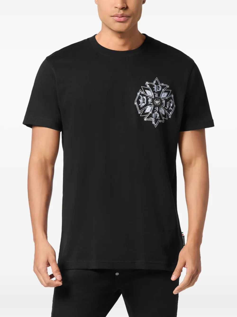 Philipp Plein T-shirt met kruisprint - 02 black