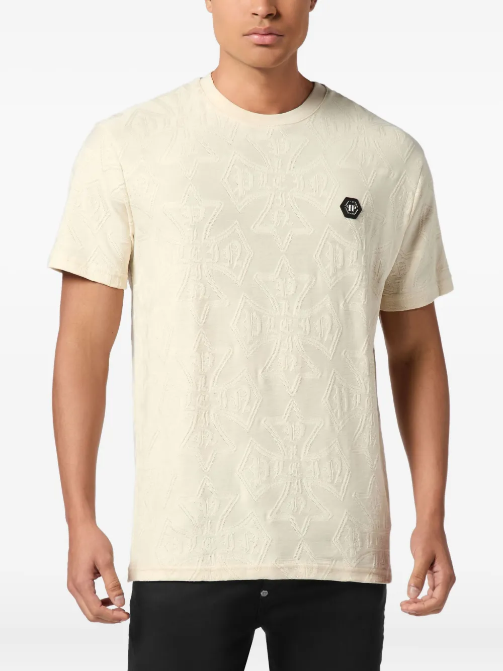 Philipp Plein T-shirt met jacquard wapenschild Beige