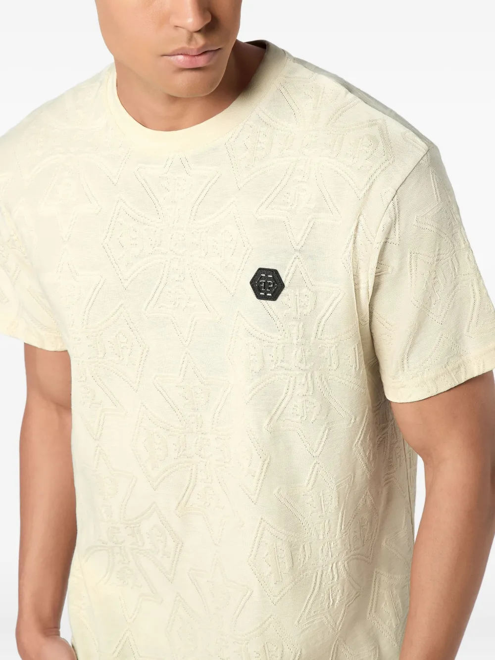 Philipp Plein T-shirt met jacquard wapenschild Beige