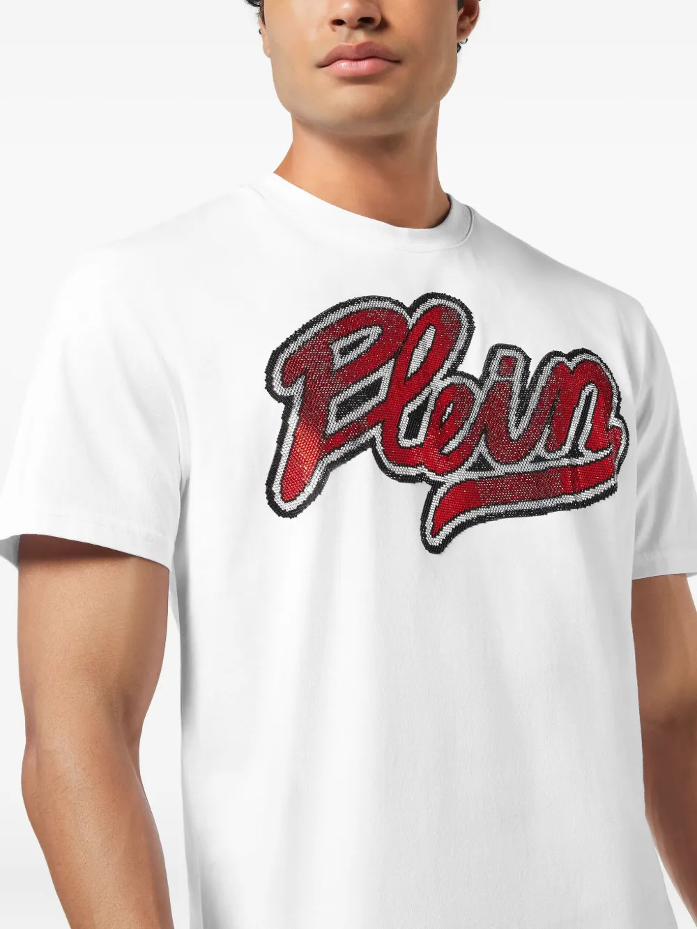 Philipp Plein Strass Signature T-shirt Wit
