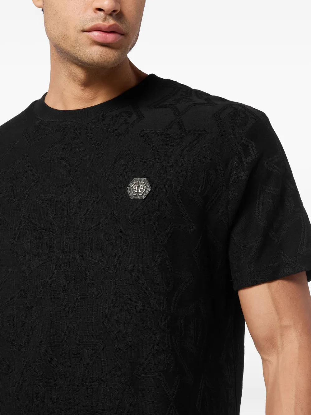 Philipp Plein T-shirt met monogram-print Zwart