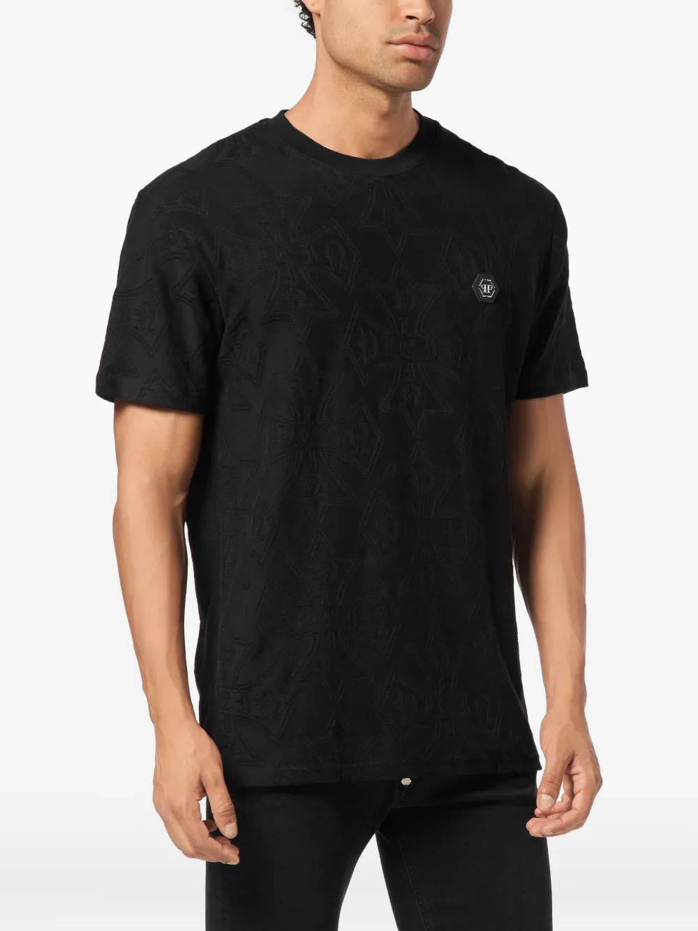 Philipp Plein T-shirt met monogram-print - Zwart