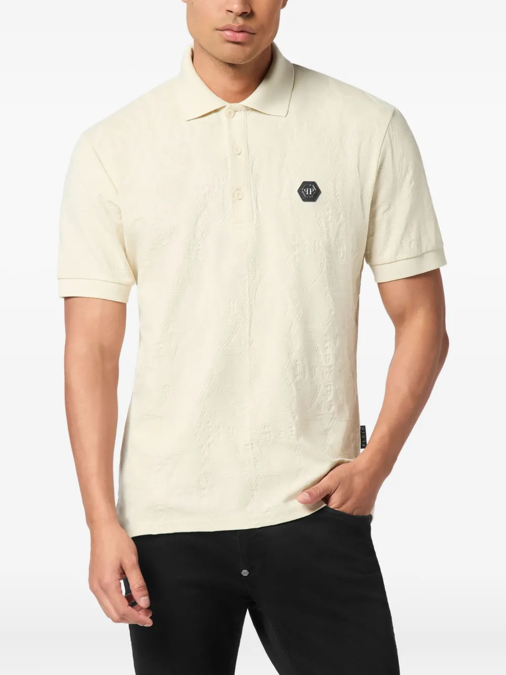 Philipp Plein Poloshirt met logopatch - Beige