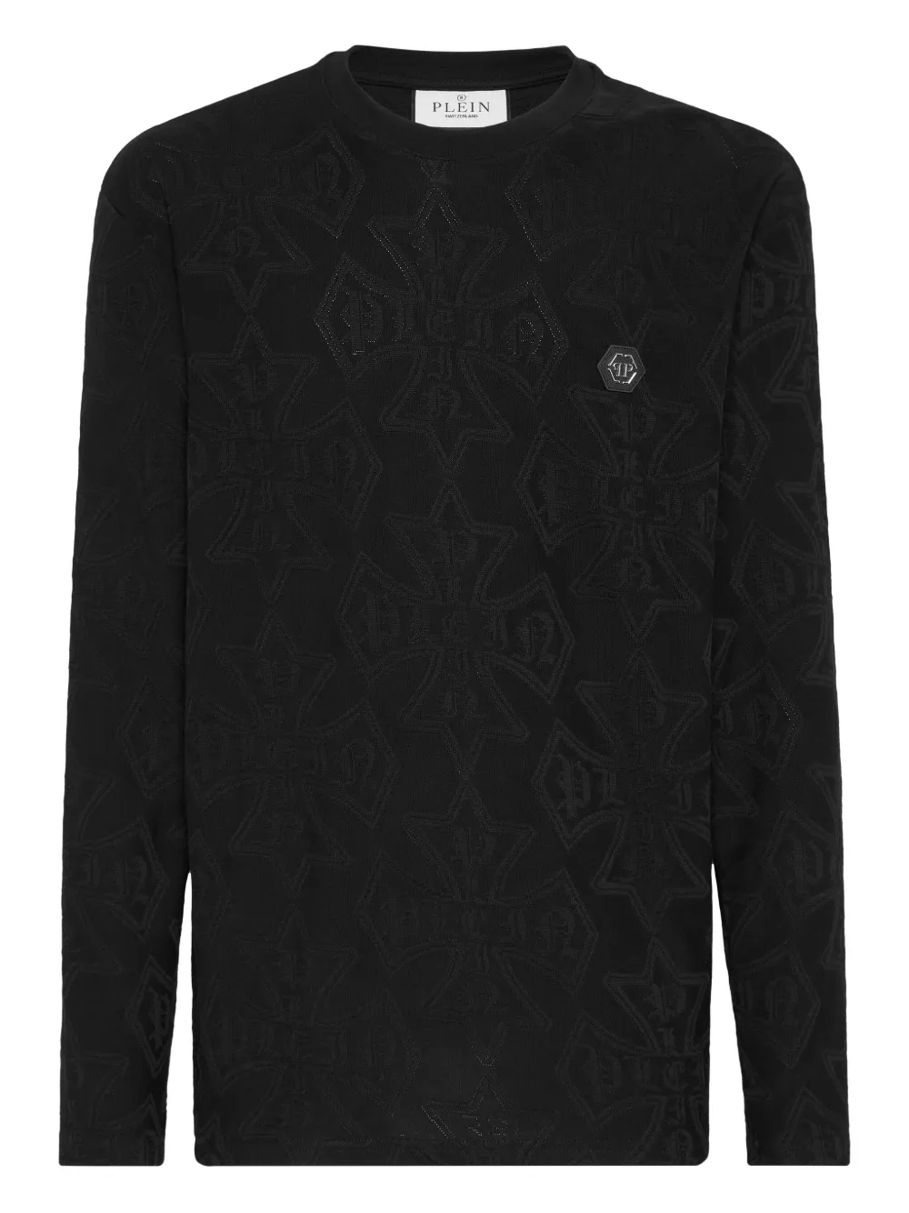Philipp Plein Jacquard Crest T-shirt | Black | Image 1