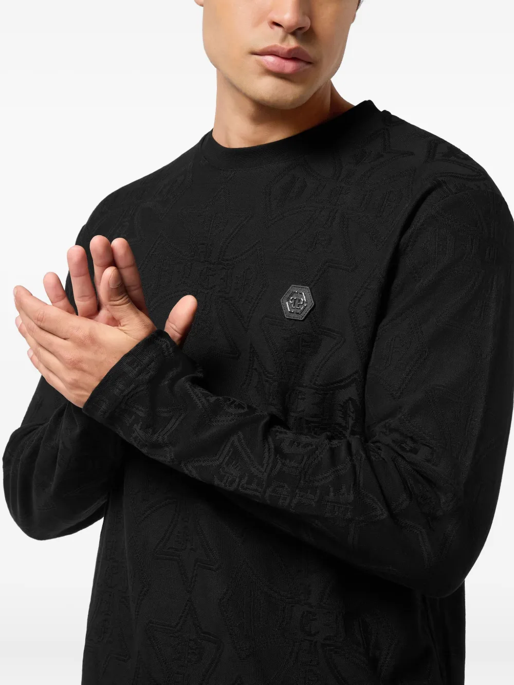 Philipp Plein T-shirt met jacquard wapenschild Zwart