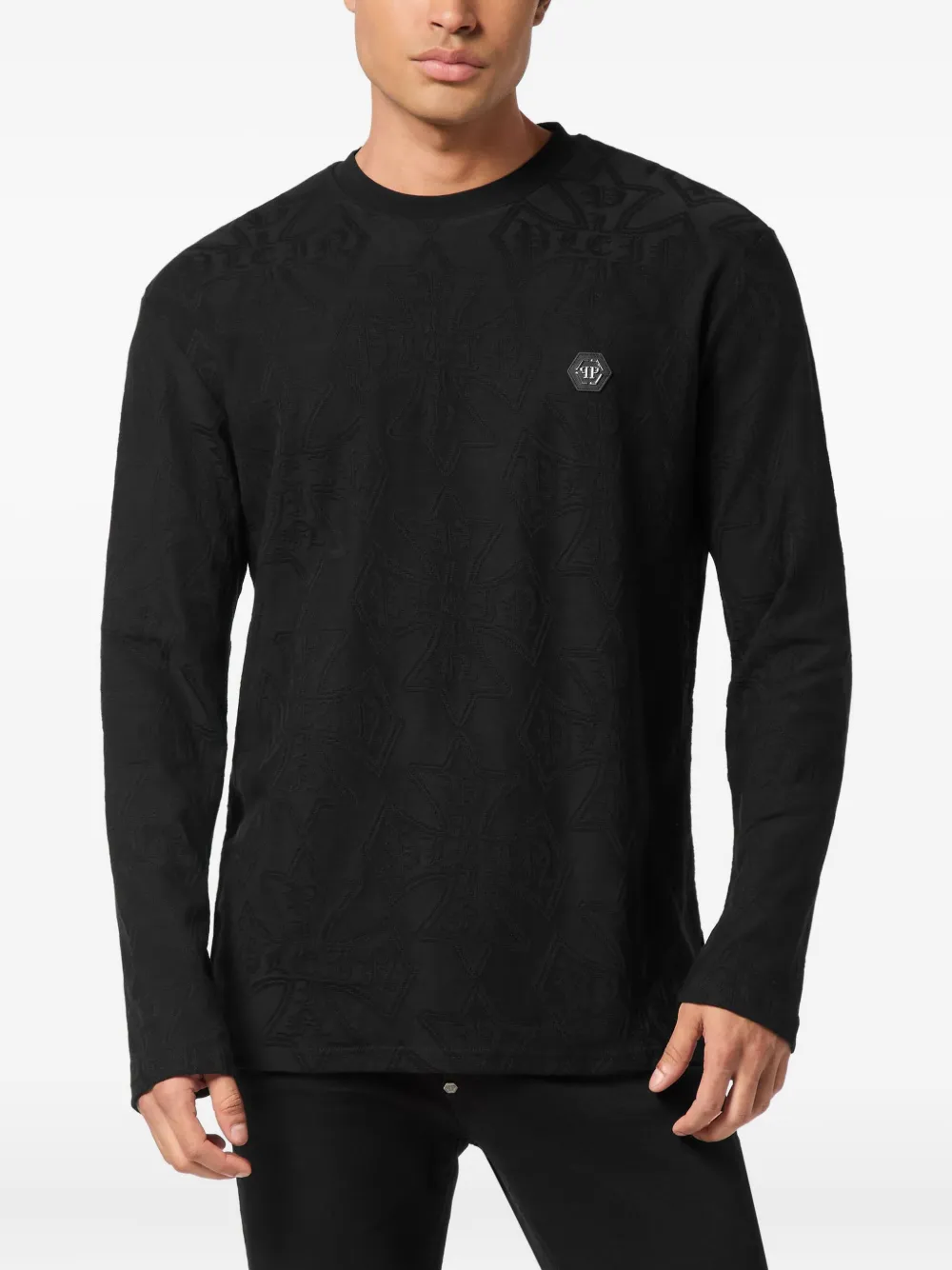 Philipp Plein T-shirt met jacquard wapenschild - Zwart