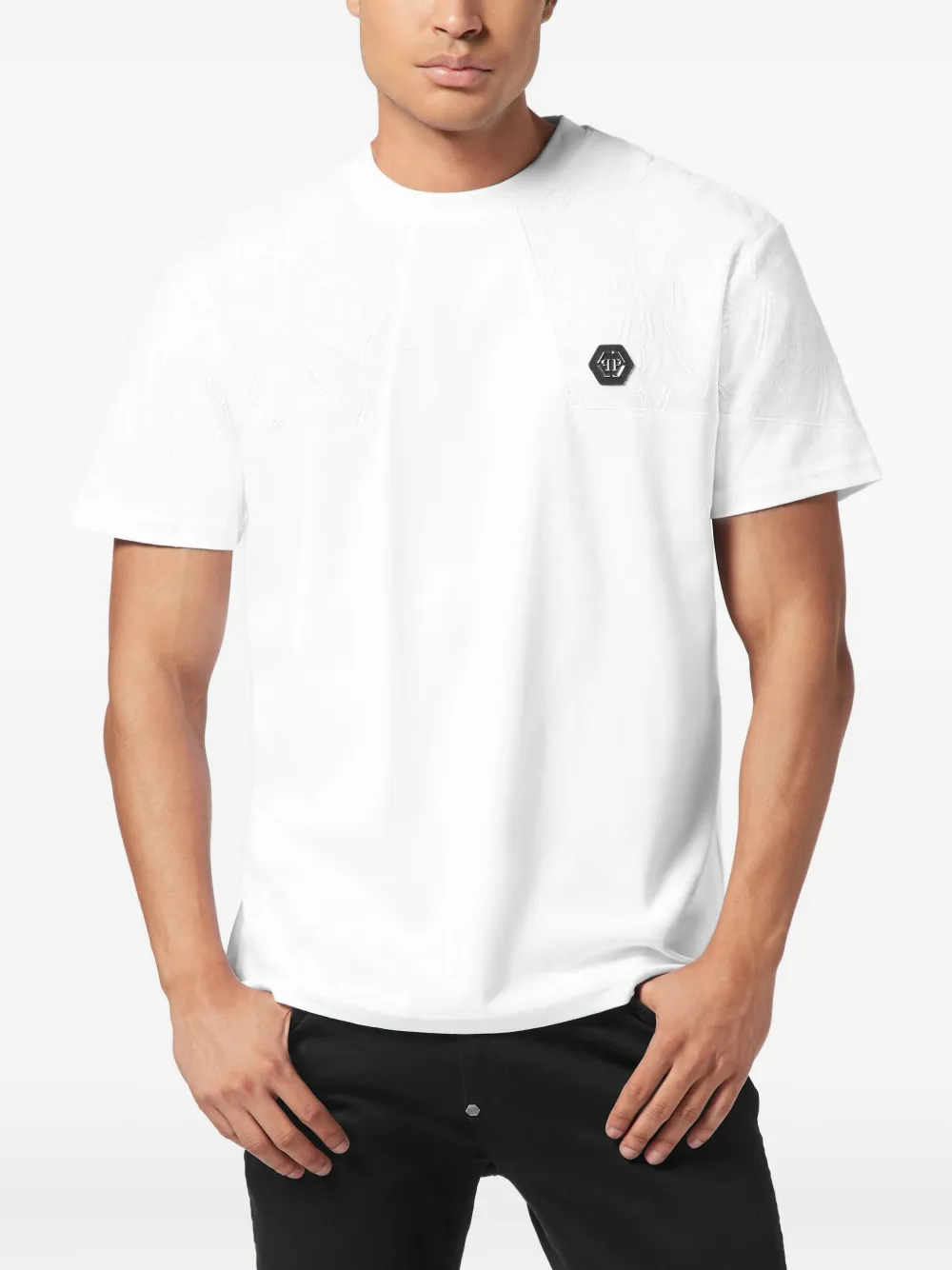 Philipp Plein T-shirt met jacquard wapenschild - Wit