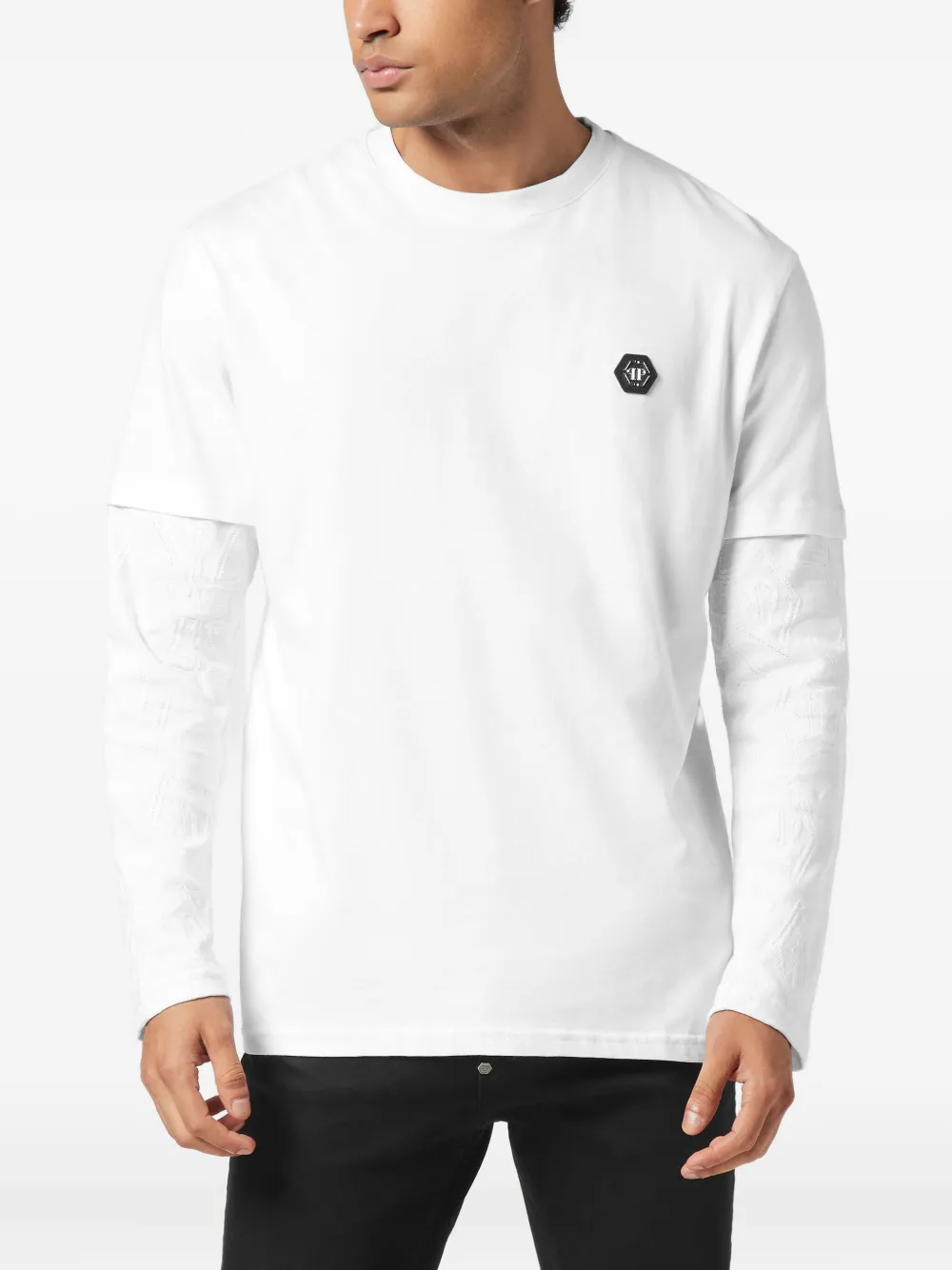 Philipp Plein T-shirt met jacquard en dubbele mouwen Wit