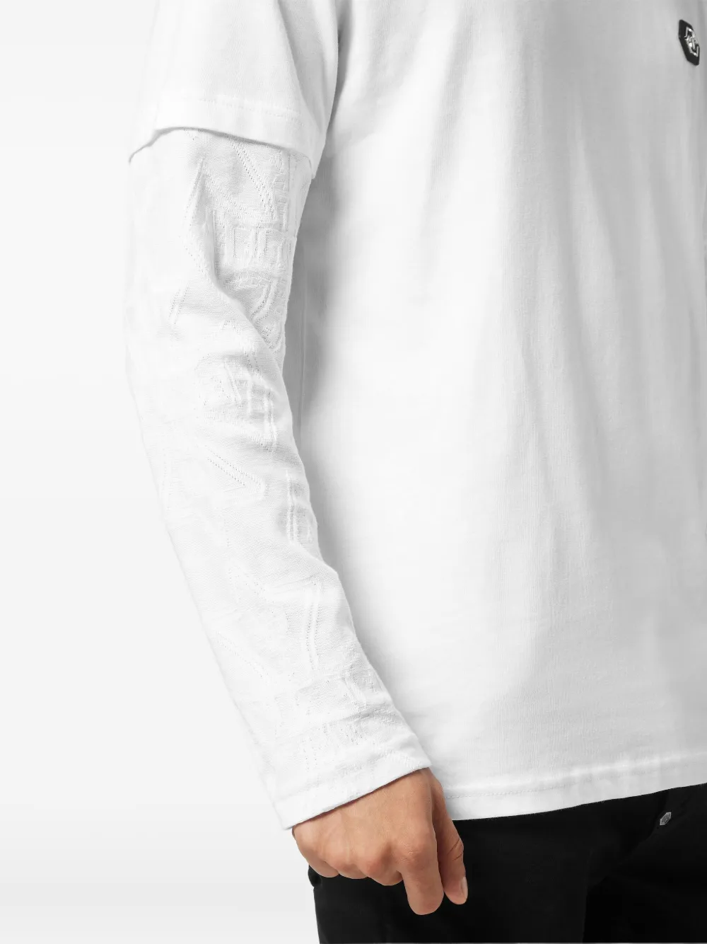 Philipp Plein T-shirt met jacquard en dubbele mouwen Wit