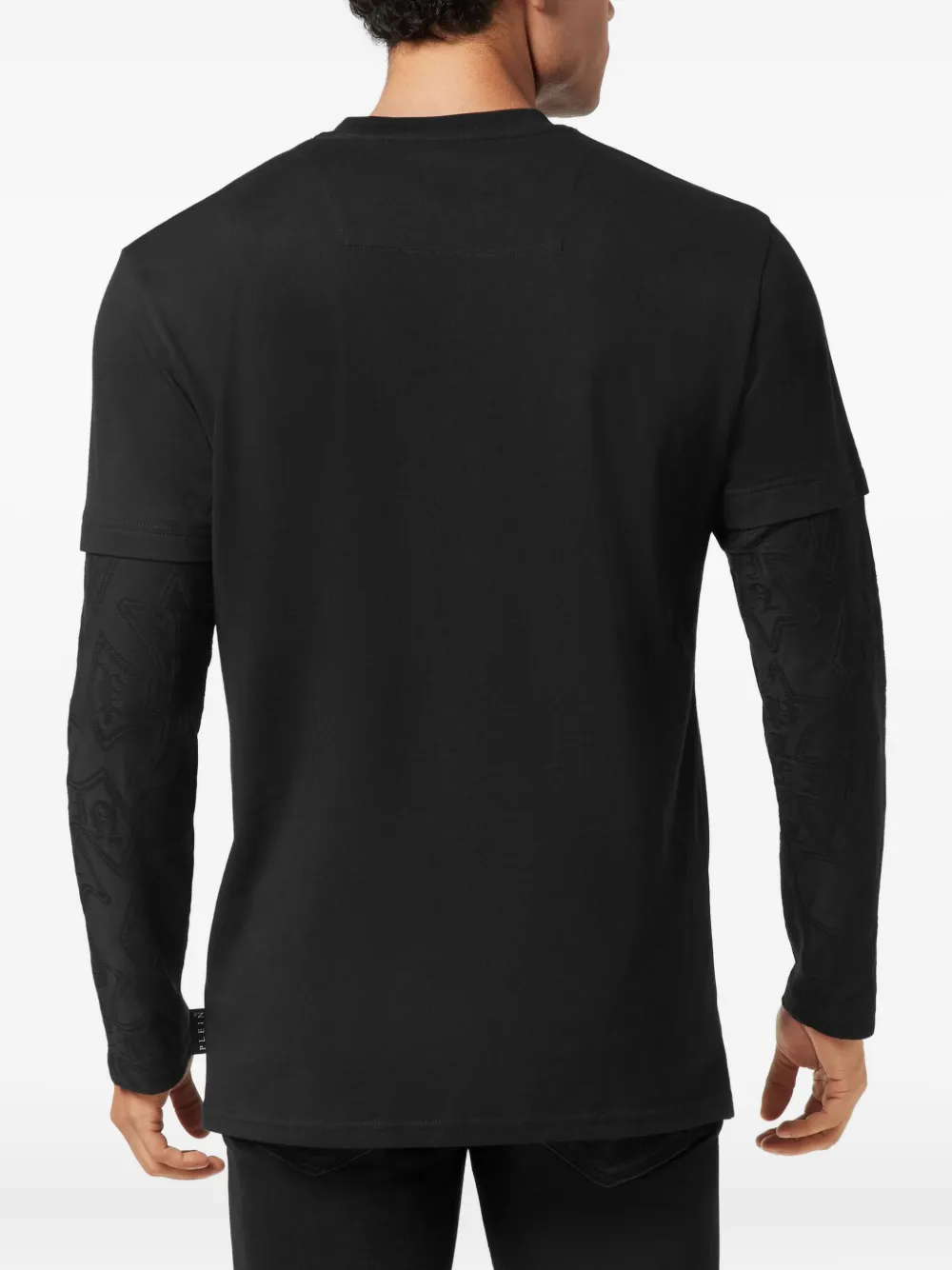 Philipp Plein T-shirt met logopatch en dubbele mouwen Zwart