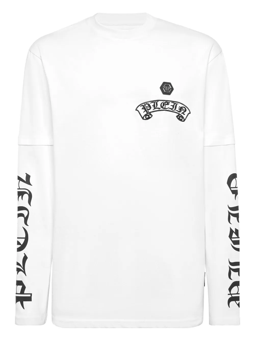 Philipp Plein T-shirt a maniche lunghe con logo - Bianco