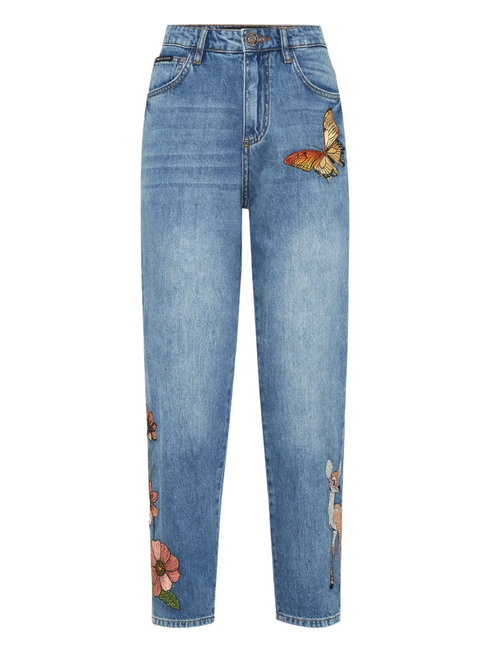 Philipp Plein Jeans mit Schmetterlingsstickerei - Blau