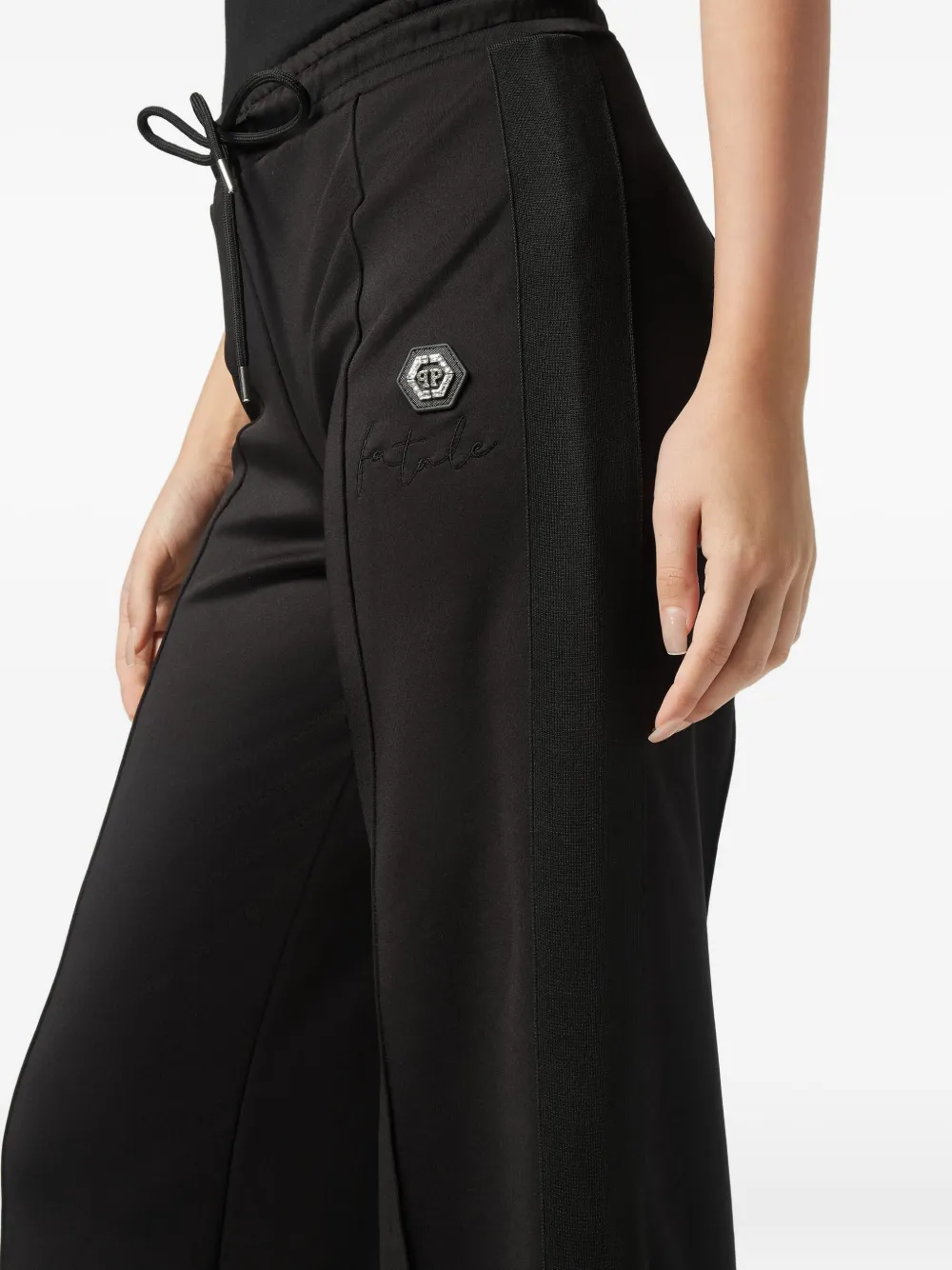 Philipp Plein Side-stripe Logo-plaque Track Pants In Black