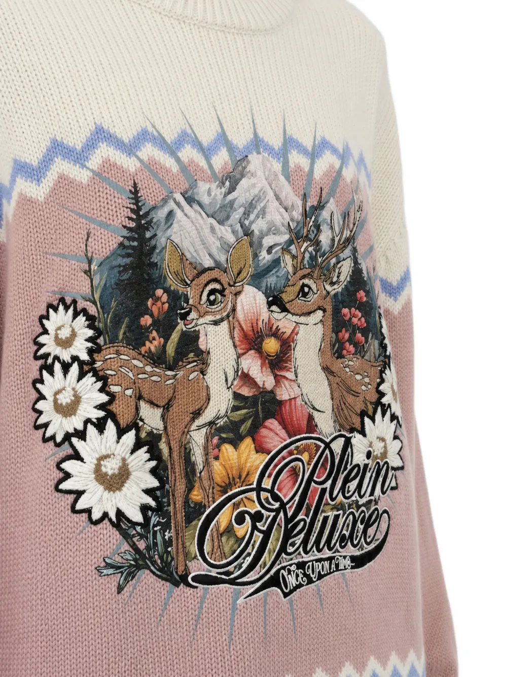 Philipp Plein Intarsia-gebreide trui met borduurwerk Roze