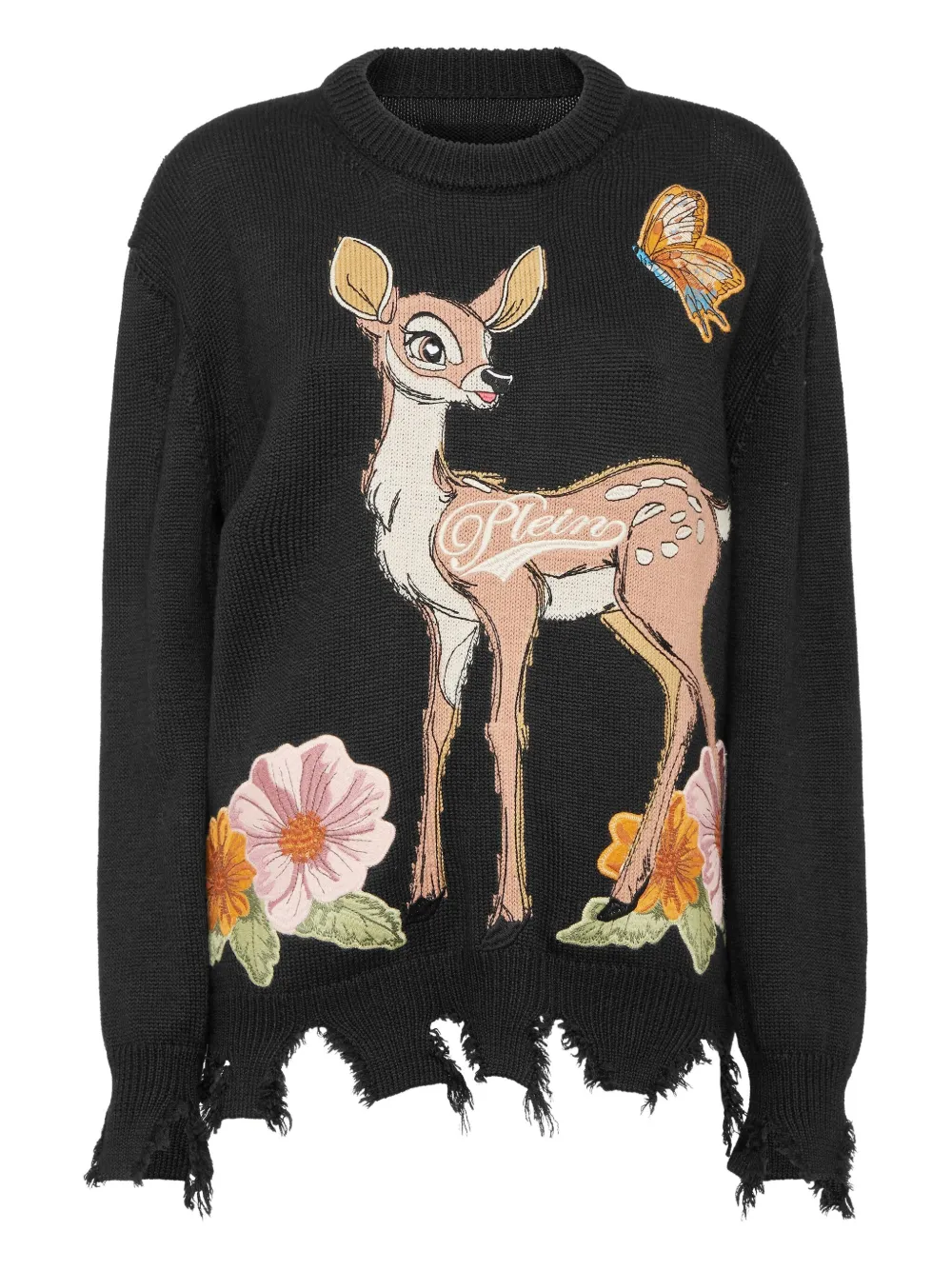 Philipp Plein Deer-print Sweater In Black