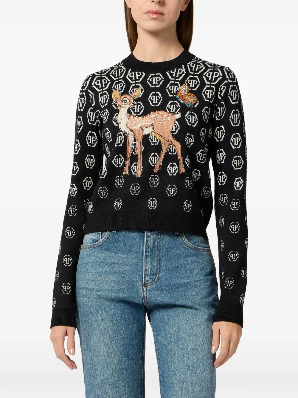 Philipp Plein Trui met geborduurd logo Zwart