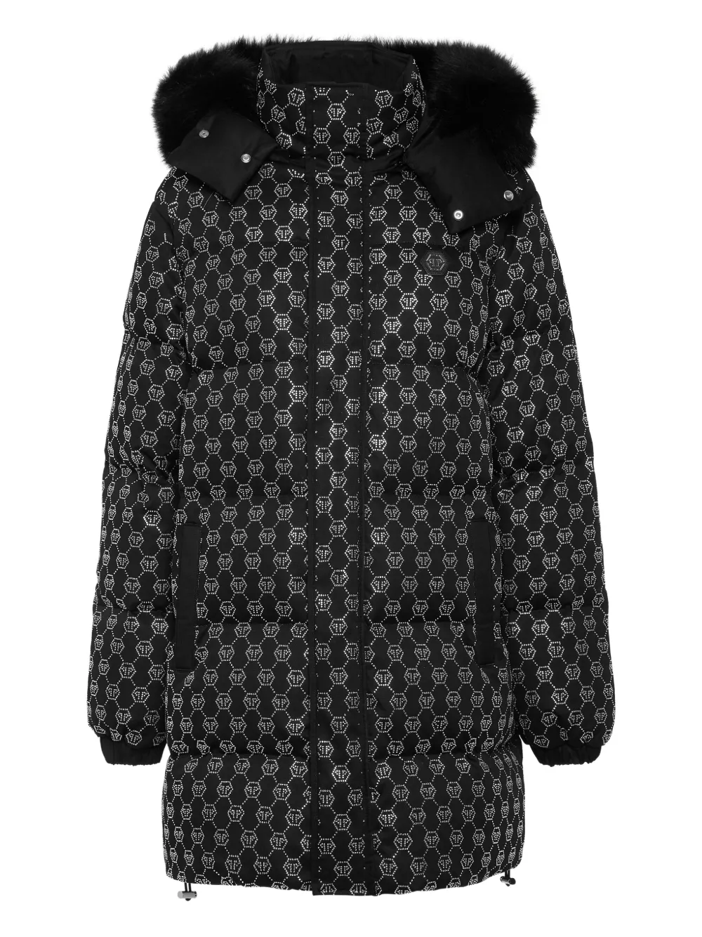 Philipp Plein monogram-pattern padded coat - Black