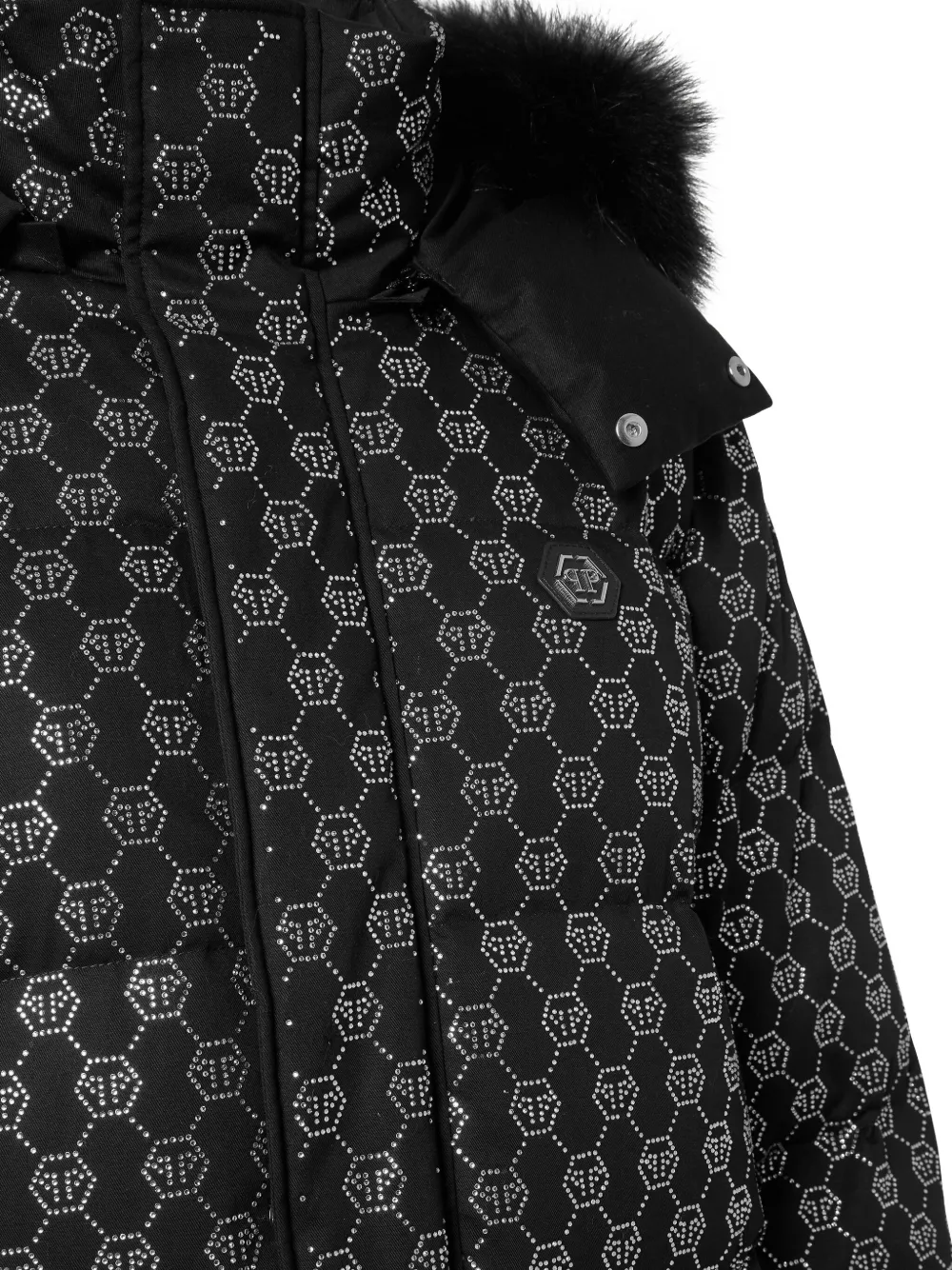 monogram-pattern padded coat