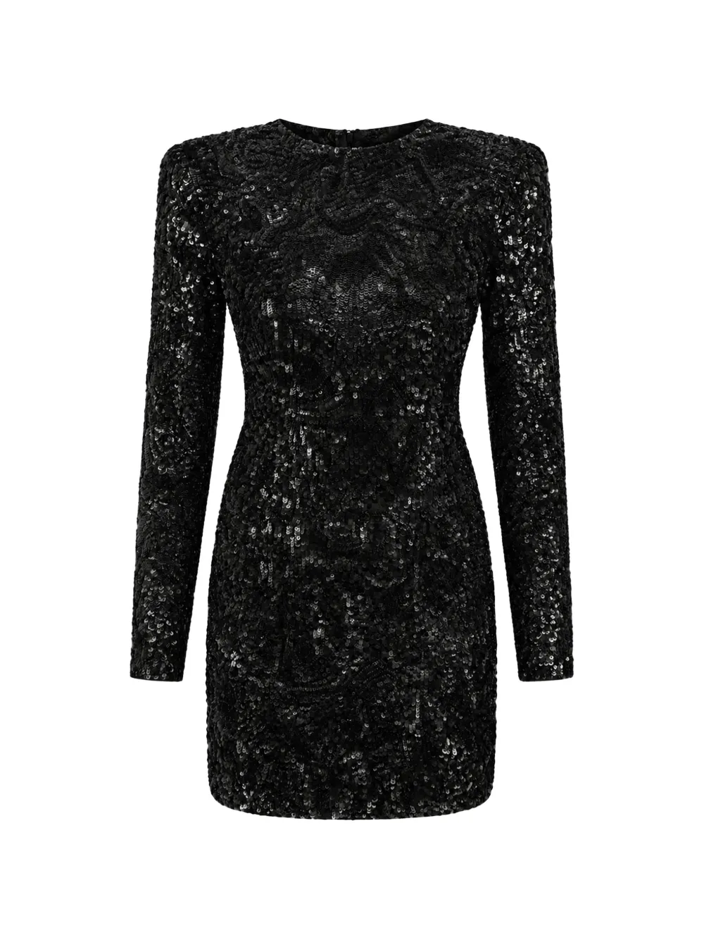 Philipp Plein embroidered long-sleeved mini dress crystal skull - Nero