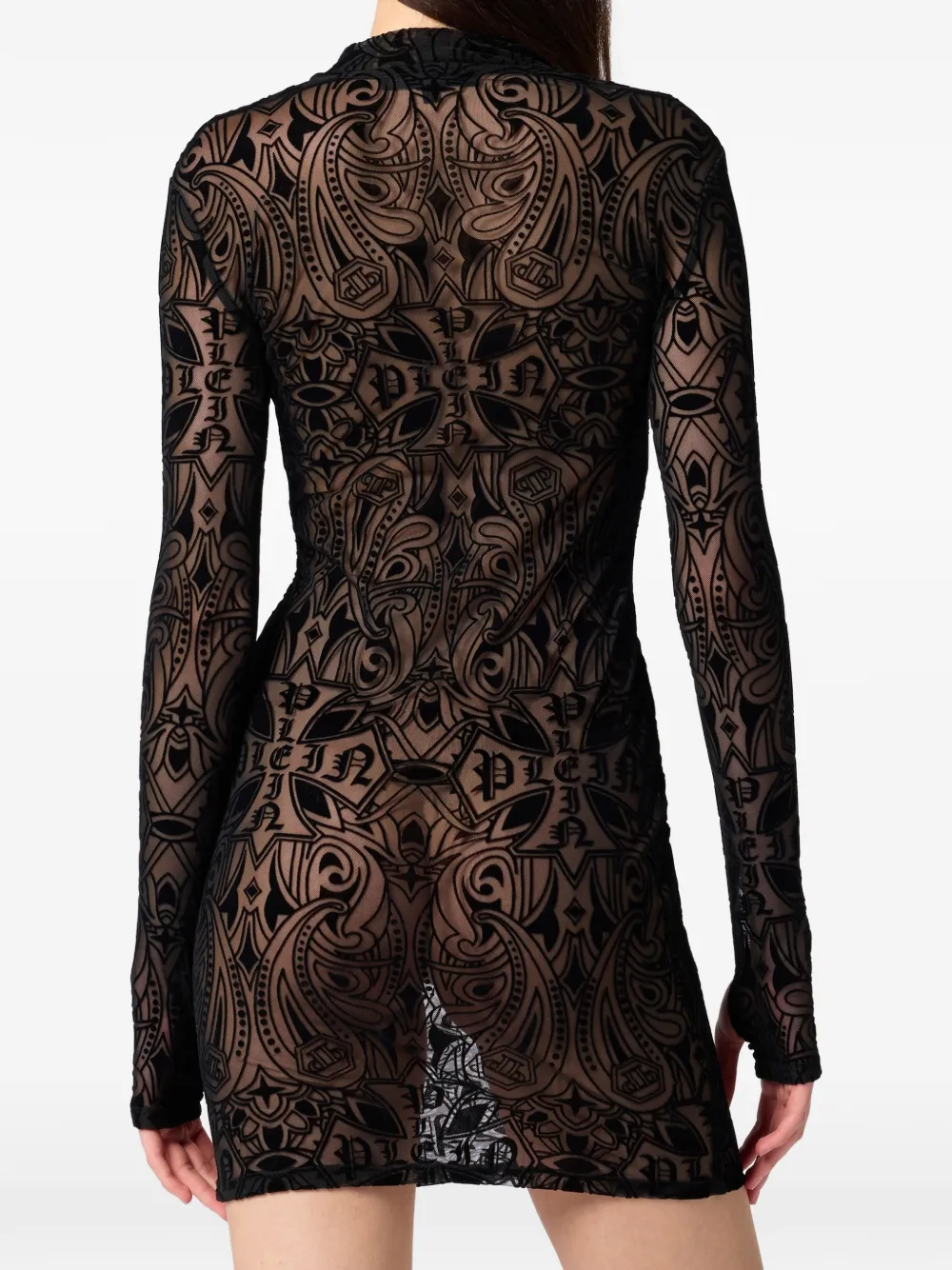 Philipp Plein Mini-jurk met lange mouwen Zwart
