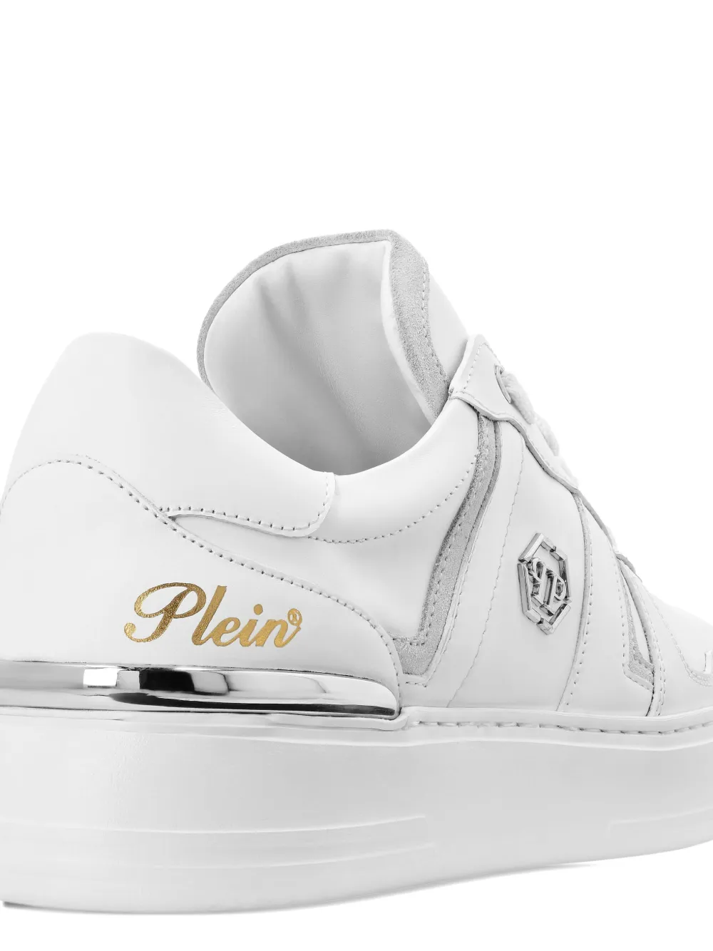 Philipp Plein Gestreepte low-top sneakers Wit