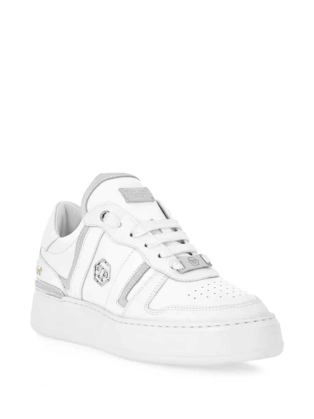Philipp Plein Gestreepte low-top sneakers Wit